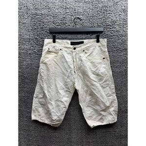 Messagerie Cotton-Linen Button-Fly Bermuda Shorts Off-White Mens Size 32